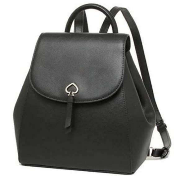 Kate Spade Adel Medium Flap Backpack in Black Leather Style #wkru6412 Like New
